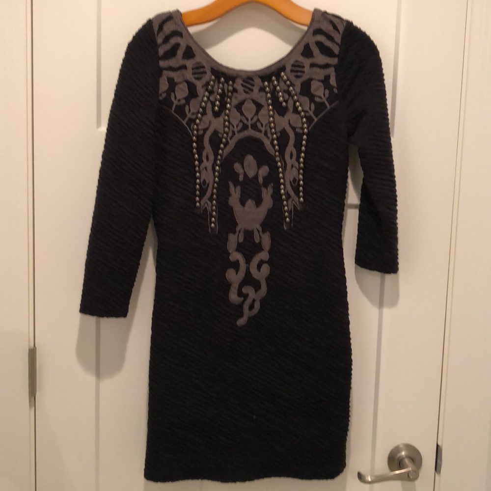 Free People Black embellished mini dress